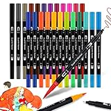 Dual Brush Pen Set:Filzstifte 24 Farben Pinselstifte Marker Fineliner Set...