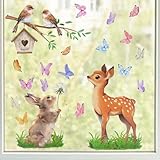3 Blatt Fensterbilder Doppelseitig Sikahirsche Hase Schmetterling Fensterdeko...