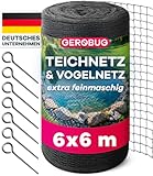 GEROBUG Teichnetz feinmaschig 6x6m - witterungs- & UV beständiges Teichnetz gegen Reiher...