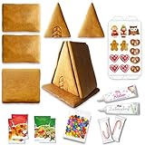 LEBKUCHENWELT Lebkuchenhaus Bastelset ca. 15x14x15cm inkl. Zuckerfiguren Zuckerguss &...