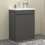 HAPAOSO Waschtisch mit Unterschrank 60 cm Breit Stehend Grau Badmöbel Set 2...