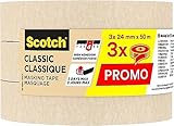 Scotch Kreppband Classic Beige, 24 mm x 50 m (3 Rollen) - Hochwertiges...
