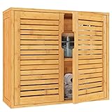 VIAGDO Badezimmerschrank Hängend Bambus Wandschrank, Hängeschrank Küchenschrank...