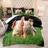 Klstil Bettdecke mit Schweinemuster 200x200 Ganzjahresdecke 4 Jahreszeiten, Mikrofaser...