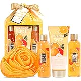 BODY & EARTH Geschenkset Frauen- 4 tlg. Orangenduft Mini Geschenkbox - Bade...