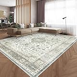 HOMFINE Vintage Teppich - Wohnzimmer Teppich Schlafzimmer Teppich Waschbarer...