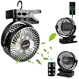 ELZO 12000mAh Camping Ventilator, Wiederaufladbarer Tischventilator USB Mini...