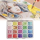 Xevinas Aquarellfarben Set, 20 Schimmerndes Aquarellfarben Metallic Farben In Tragbarer...