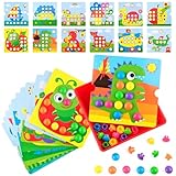 yue Mosaik Steckspiel für Kinder ab 2 3 4 5 Jahre, Kinderspiele zum Lernen von Farben,...