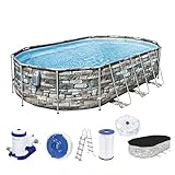 Bestway Power Steel Comfort Jet Series Frame Pool-Set mit Filterpumpe 610 x 366 x 122 cm,...