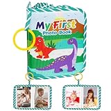 Baby-Fotoalbum – Soft Dinosaur Book, tragbar, Crinkle Seiten | Lernkartenhalter für das...