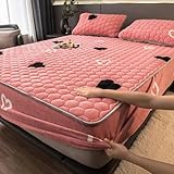 JIALIANG Flanell SPANNBETTLAKEN 150 x 200 cm Rosa Superweiches Flauschig Warme Bettlaken...