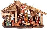 BRUBAKER Weihnachtskrippe - 32 cm Krippenset mit 11 handbemalten Figuren -...