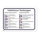 Anleitung zur Vorbeugung von Infektionen I 30 x 20 cm I Hinweis-Aufkleber Gründlich...