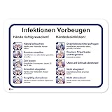 Anleitung zur Vorbeugung von Infektionen I 30 x 20 cm I Hinweis-Aufkleber...