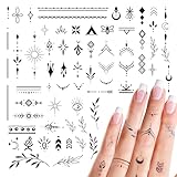 2 Blätter Fake Tattoos Schwarz Temporäre Klebetattoos Erwachsene Wasserdicht Tattoo...