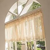 RoxNvm Scheibengardinen Landhausstil, Boho Gestreifte Küchengardinen Landhausstil, Quaste...