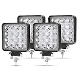 Kraumi LED Arbeitsscheinwerfer, 4 X 48W Quadrat LED Offroad Zusatzscheinwerfer 12V 24V...