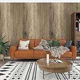 JSEVEM 60CM×9M Dickes Hellgrau Hellbraun Holzfaser Selbstklebend Tapete Vintage Grau...