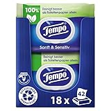 Tempo Toilettenpapier feucht Tempo feuchtes Toilettenpapier sanftundsensitiv Trio-Pack (18...