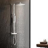 KOMIRO Duschsystem mit Thermostat, Regendusche mit Armatur, Duscharmatur mit thermostat,...
