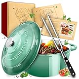 KRUSTENZAUBER Gusseisen Topf [inkl. Fleischgabel] - Hochwertiger 24cm Schmortopf...