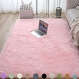 Obundi Flauschige Teppich,Rosa Teppich Kinderzimmer,Hochflor Waschbarer Teppich...