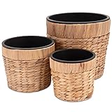 Decorasian 3er Set Blumentopf rund geflochten aus Seegras mit Kunststoffeinsatz...