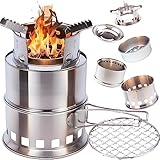 Bestargot Hobo Kocher Holzofen Camping Grill, Tragbarer Camping Hobo Ofen aus Edelstahl,...