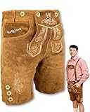 HOFGLANZ® Trachten Lederhose Herren Kurz - Hochwertige Trachtenhose für Herren...