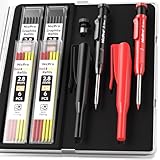 Nicpro 2 Pack Zimmermannsbleistifte mit Spitzer und Kappe, Tischler Bleistifte Set mit 24...