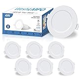 WeshLMPO LED Einbaustrahler 230V Flach 6er Set, 4W Deckenstrahler LED Spots, IP44...
