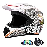 HaTur Motorradhelm Motocross-Helm Dirt Bike Helme Off-Road-Helm mit Handschuhen...
