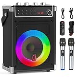 JYX Karaoke-Maschine mit 2 UHF-Funkmikrofonen, Bluetooth-Lautsprecher mit...