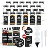 Gewürzgläser Eckig mit Etiketten Set 24er: Kleine Gewürzdosen Glas 120ml mit...
