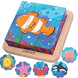 Airlab 6 in 1 Kinderspielzeug Holzpuzzle Montessori Spielzeug Holzwürfel Puzzle...