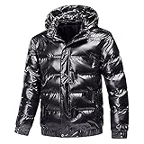 BIKETAFUWY Daunenjacke Herren Glänzende Gepolsterter Winterjacke ultraleichte...
