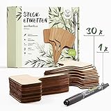 HappySeed 30x Bambus-Pflanzenstecker mit Marker - Umweltfreundliche Schilder...