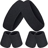 6 Stück Gestreifte Schweißbänder Set, Enthält 2 Stück Sport Stirnband und 4 Stück...