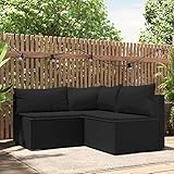 Hommdiy Gartenmöbel Sofa-Set Ecksofa 3 TLG. Garten Lounge Set mit Kissen...