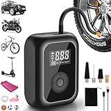 Elektrische Fahrradpumpe 6000mAh, Luftpumpe Mini Kompressor für Reifen 10,3...