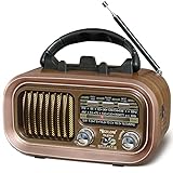 Retro Radio Klein mit Bluetooth,Tragbares AM/FM/SW Radio,Hervorragender Empfang,Nostalgie...