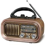 Retro Radio Klein mit Bluetooth,Tragbares AM/FM/SW Radio,Hervorragender Empfang,Nostalgie...