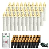 Froadp 30 Stück Mini Weihnachtsbaumkerzen Kabellose mit Timer, Fernbedienung & Clips...