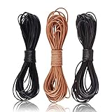 3 Rollen 5M x 1mm Lederschnur Lederband aus echt Leder, Klassik Vintage Band Faden für...