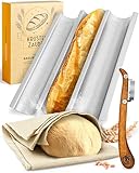 KRUSTENZAUBER Baguette Backform Antihaft inkl. Bäckerleinen u. Bäckermesser -...
