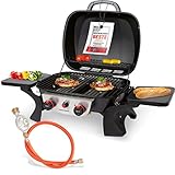ProfiCook® Gasgrill mit 2 Edelstahlbrennern, Tischgrill inkl. Gasdruckminderer und...
