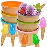 Bakiauli 6 Stück Eisschalen mit Löffeln, Wiederverwendbare Eisbecher...