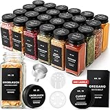 EDELHAUS® Gewürzgläser Eckig Matt Schwarzer Aluminium Deckel 120ml (24 Stk)...