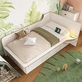 REXO Kinderbett 90 x 200 cm, Holzbett mit Leselicht, USB, Type C und 3 Schubladen,...